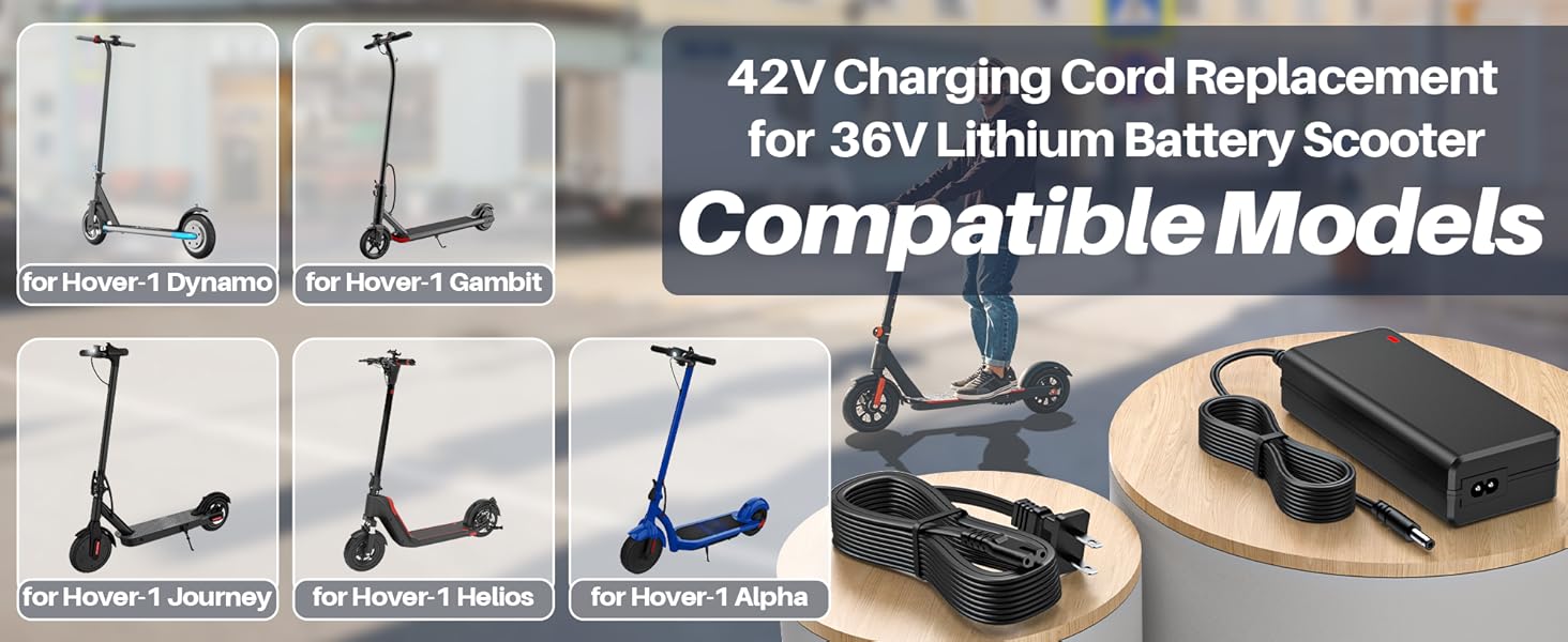 42V Charging Cord Replacement for 36V Lithium Battery Scooter