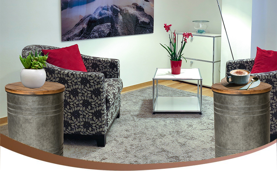 Rustic Storage Ottoman Seat Stool