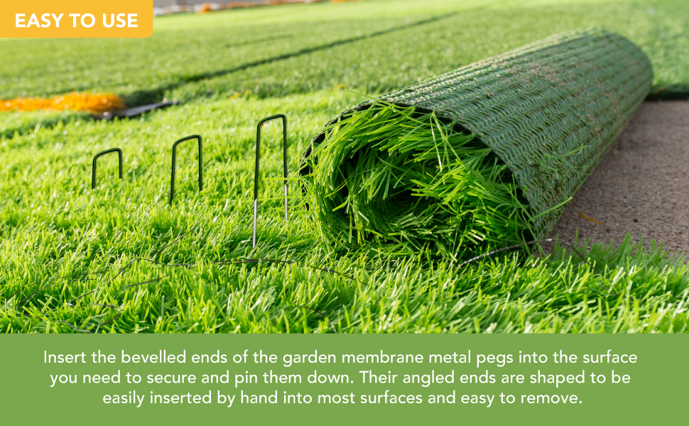 BLOSTM Half Green Garden Pegs 40 PCS Artificial Grass Pins, Garden