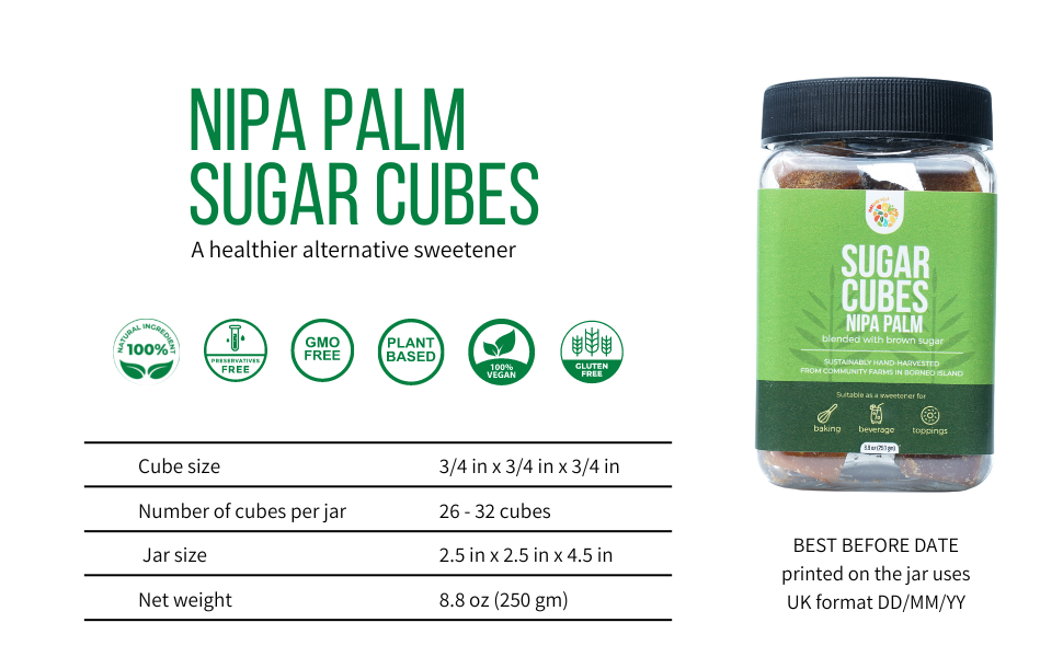 Nipa Palm Sugar Cubes, Natural Sweetener Alternative to Thai Coconut