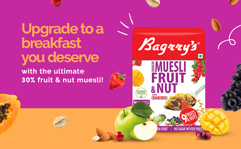 Bagrrys Crunchy Muesli, Fruit and Nut with Cranberries, 400g Amazon