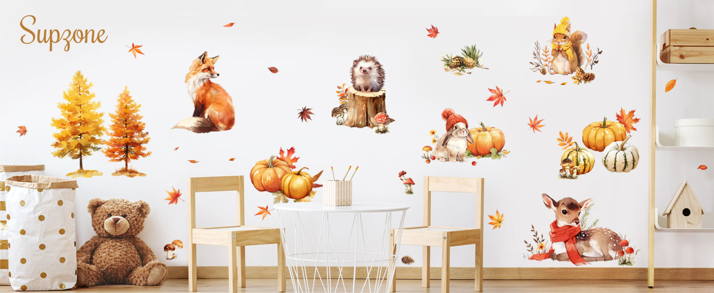 Large Autumn Tree Wall Decals Gold Ginkgo Tree Fall Leaf