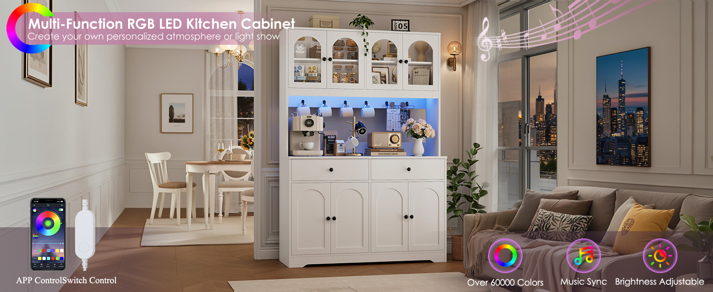 kitchen storage cabinet with led lights