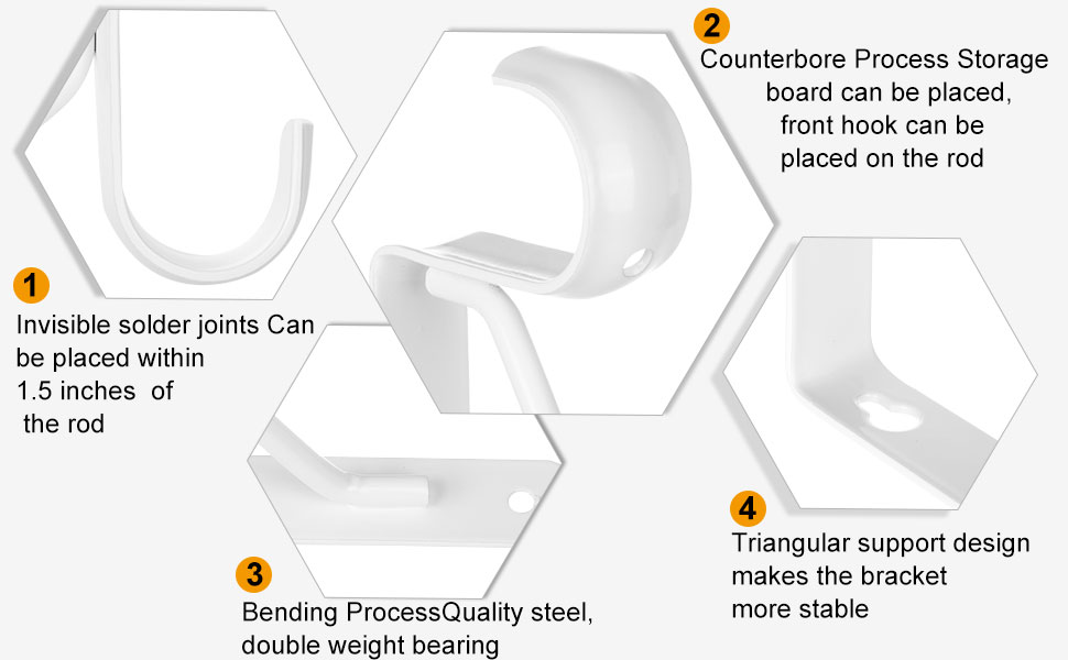 4 Pack Heavy Duty Closet Rod Brackets Holder 11 x 11 x 1