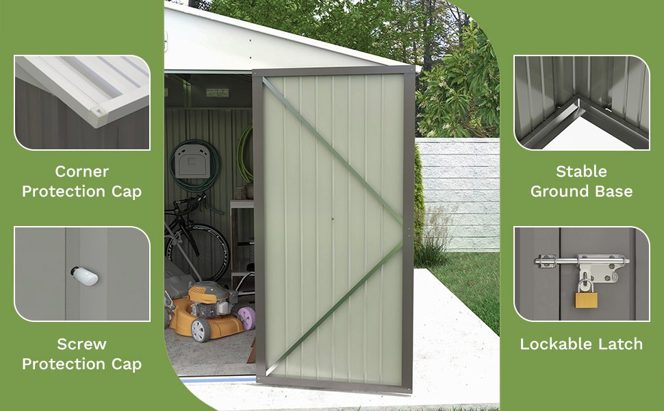 Patiowell 10x8 FT Outdoor Storage Shed, Large Garden Tool Metal Shed with Sloping