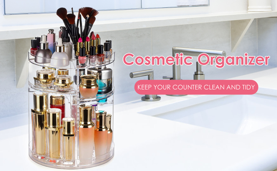 Hands DIY Rotating Makeup Organizer 360 Degree Adjustable Cosmetic