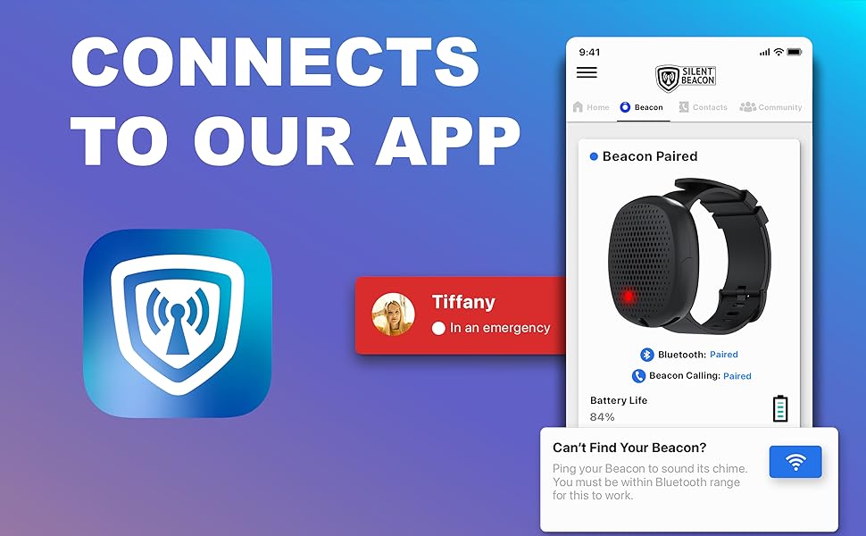 Connects to our free safety app