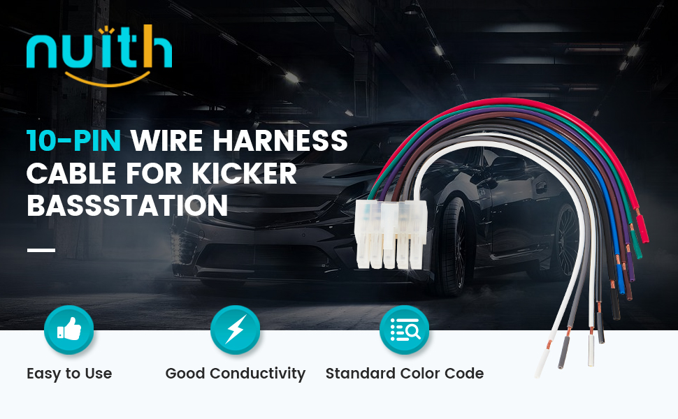 NuIth 10 Pin Stereo Wiring Harness for Kicker Bass Station