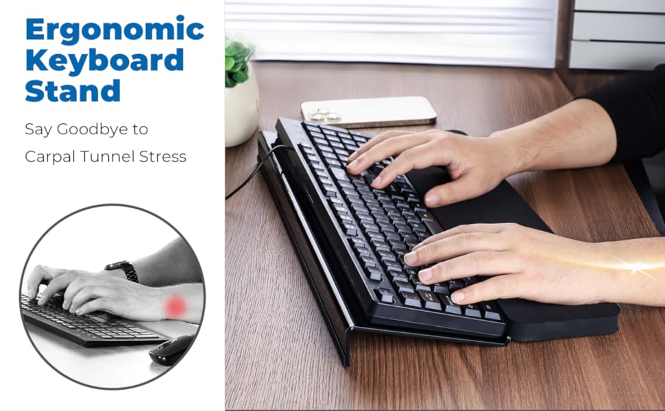 FUCDTEFC Black Keyboard Wrist Rest and Keyboard Stand Set