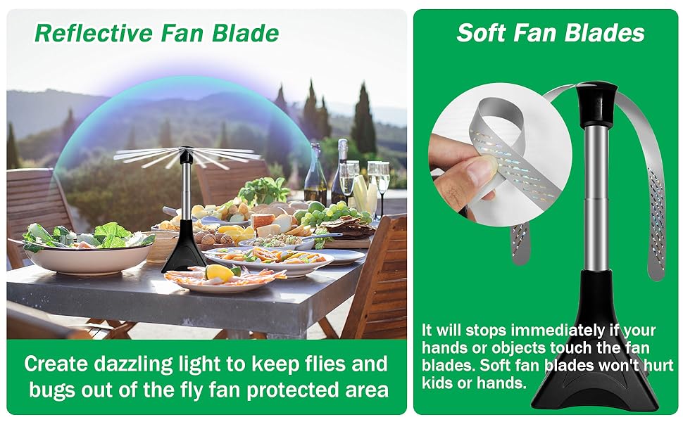 Volga 4 PCS Fly Fans for Tables,Fly Fan for Outdoor Tables