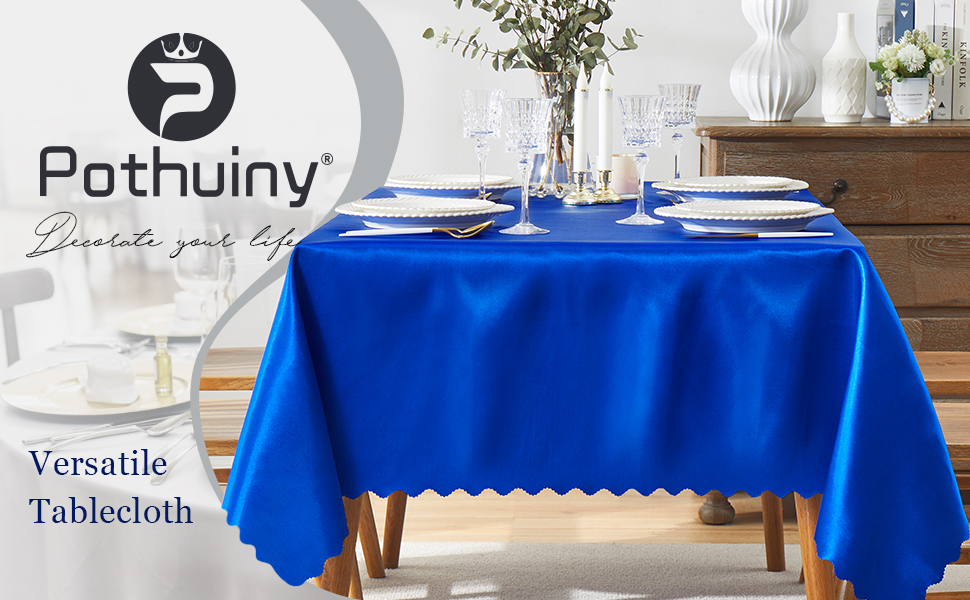P Pothuiny 2 Pack Royal Blue Satin Tablecloth 54 x 54