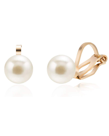 ピアス Crystal-embellished Pearl Clip-on Earrings Amazon.com: Silver Crystal While Pearl Flower Shape Clip