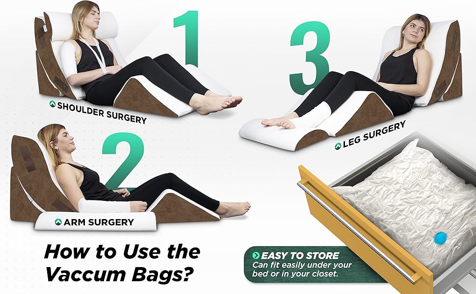 Lunix LX5 4pcs Orthopedic Bed Wedge Pillow Set, Post Surgery Memory