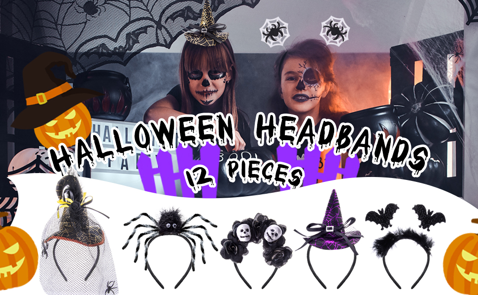 12 Pieces Halloween Headbands