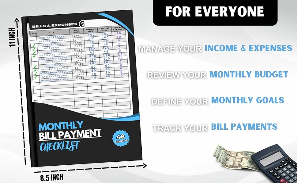 Bill Tracking Notebook Monthly Bill Checklist 4 Year