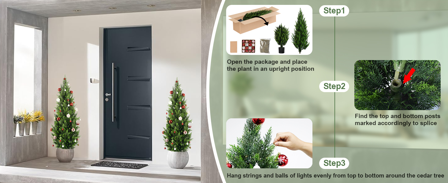 Artificial Christmas Cedar Trees 4FT Tall 2 Set, Fake
