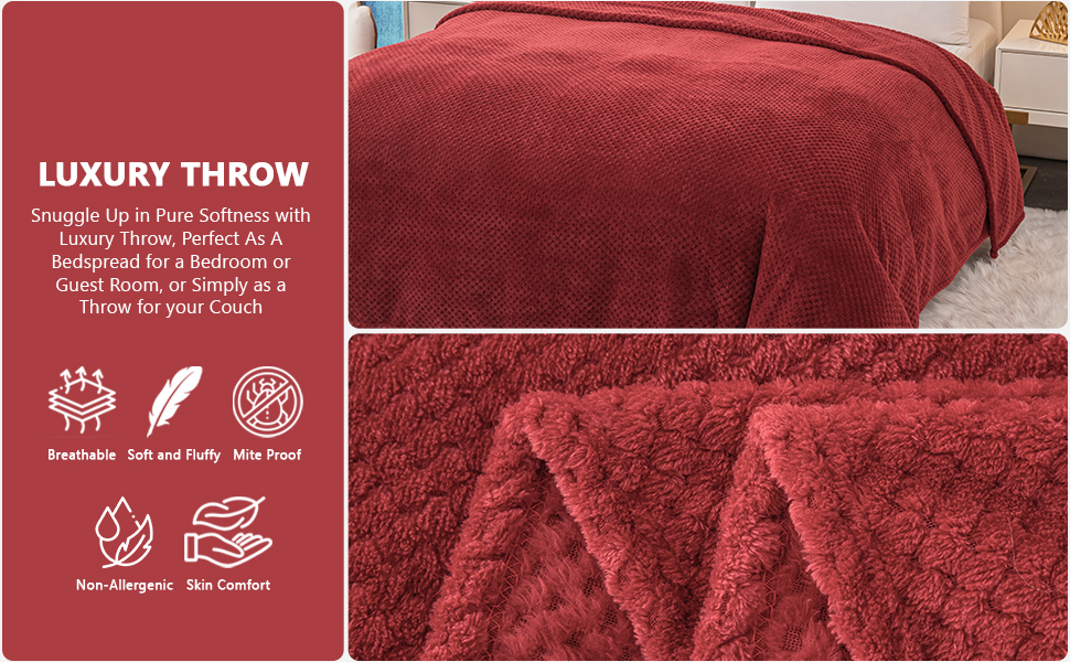 GLS Home Luxury Throw Blanket King Size Waffle Honey Comb Throw Blanket