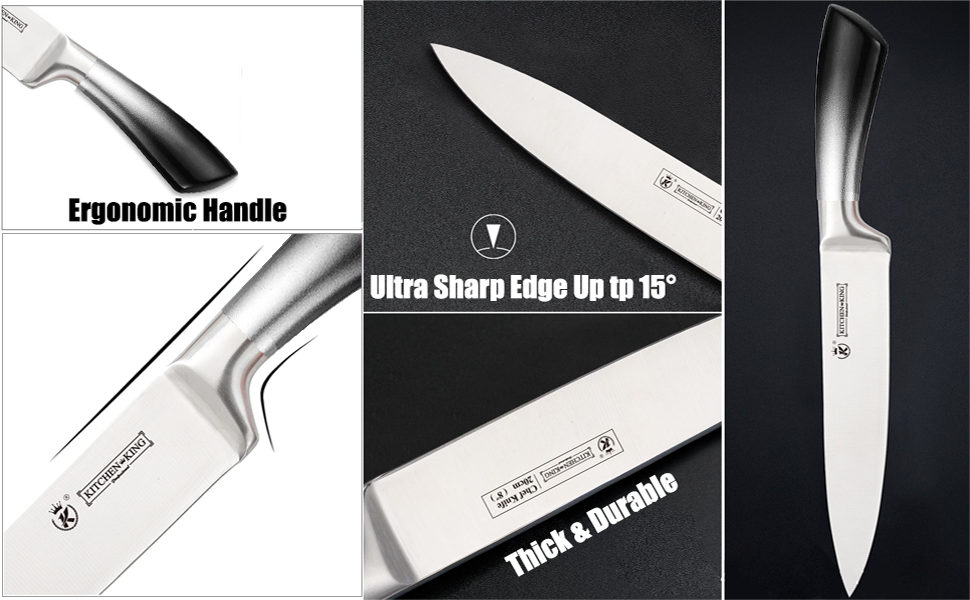 Knife Set, 9 Pieces Black Kitchen Knife Set, Stainless