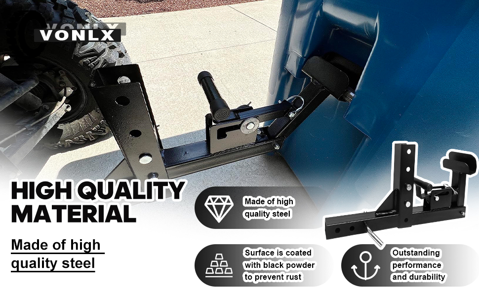 VONLX Adjustable Trash Can Transporter Hitch with Adaper