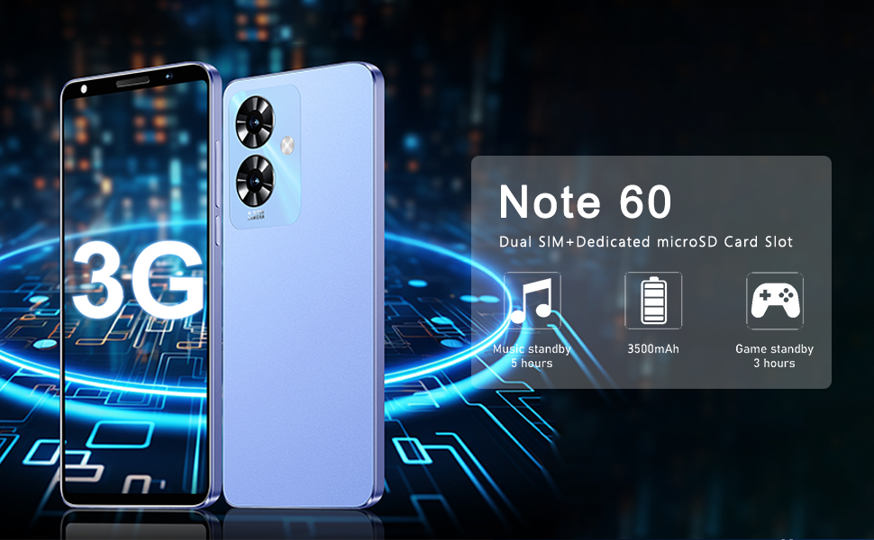 LilCost Note 60 Smartphone, 16GB ROM,128GB Extension,Dual SIM, 5.0'' HD Display with 3500mAh Battery and Dual Camera,Support WiFi/Bluetooth/Face Unlock Android Phone (Black) 16 Dual SlM+Dedicated microSD Card Slot