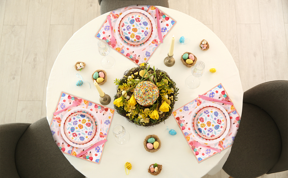 JOYOCEAN 175Pcs Easter Plates and Napkins Disposable