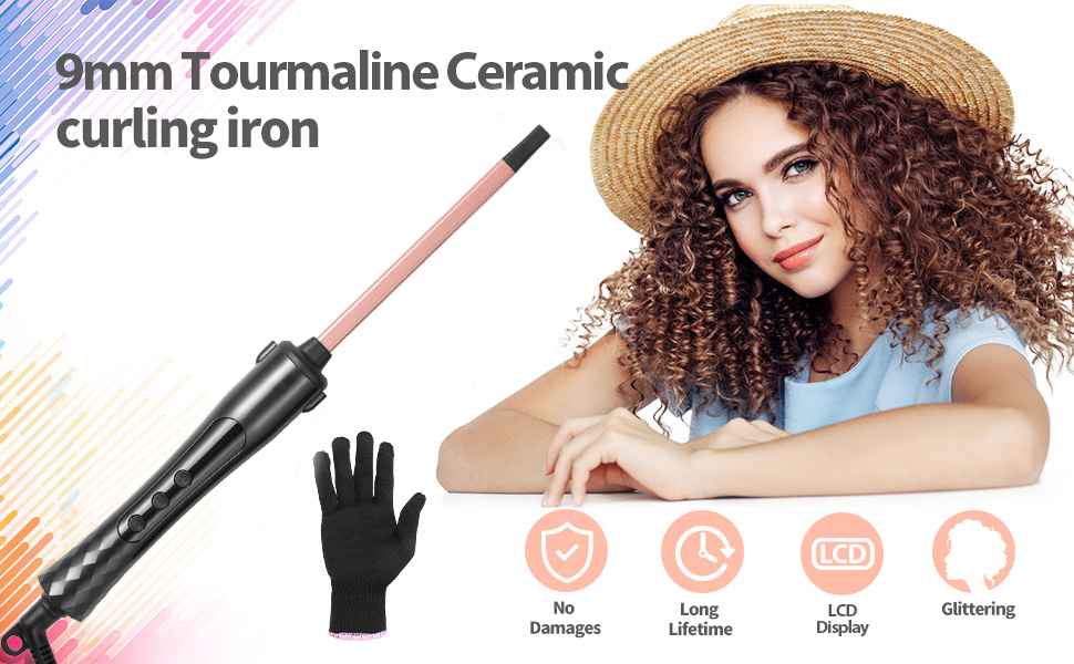 9mm Square Post Tourmaline Ceramic Curling Iron