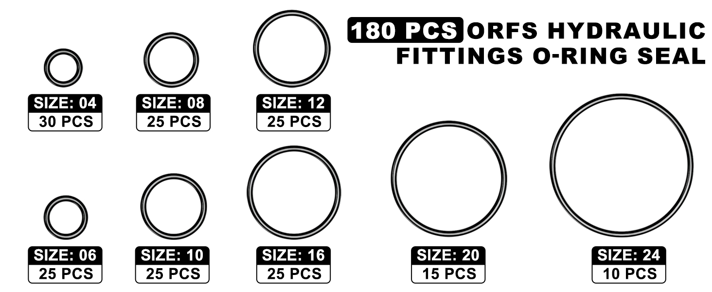 ANCIMOON Flat Face ORing Kit for ORFS Hydraulic Fittings, Buna 90