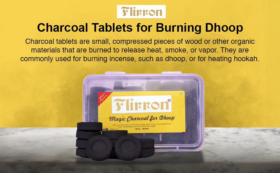 FLIRRON Charcoal Tablets for Burning Dhoop/Charcoal for Hookah and