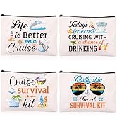 Sitsink Cruise Essentials Gift Bags - 4 Pcs Cruise Travel Pouch Gifts Exachange Ideas, Life is Be...