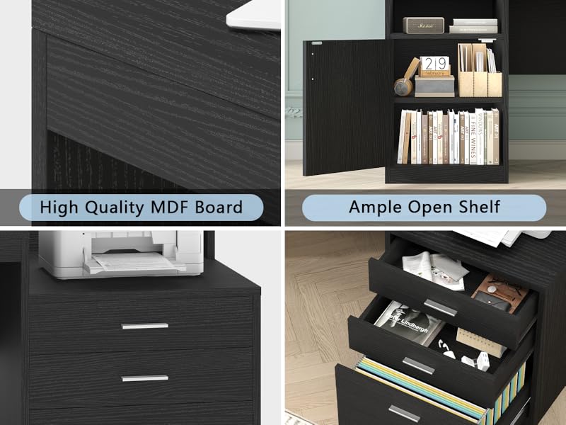 TVU 65" Computer Desk with 3 Drawers & Printer Stand