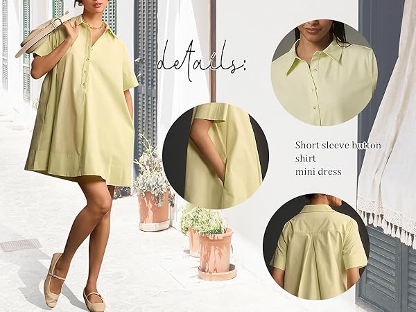 Dsewpaur Short Sleeve Swing Tunic Mini Dress for Women