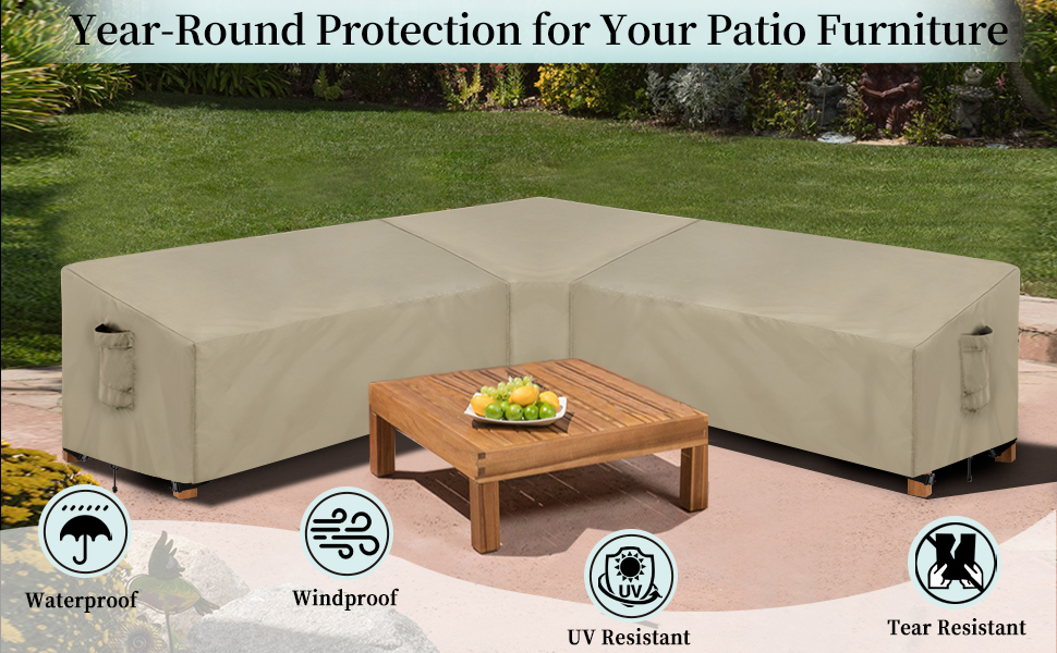 OutdoorLines Waterproof Outdoor Patio Sectional Cover UV