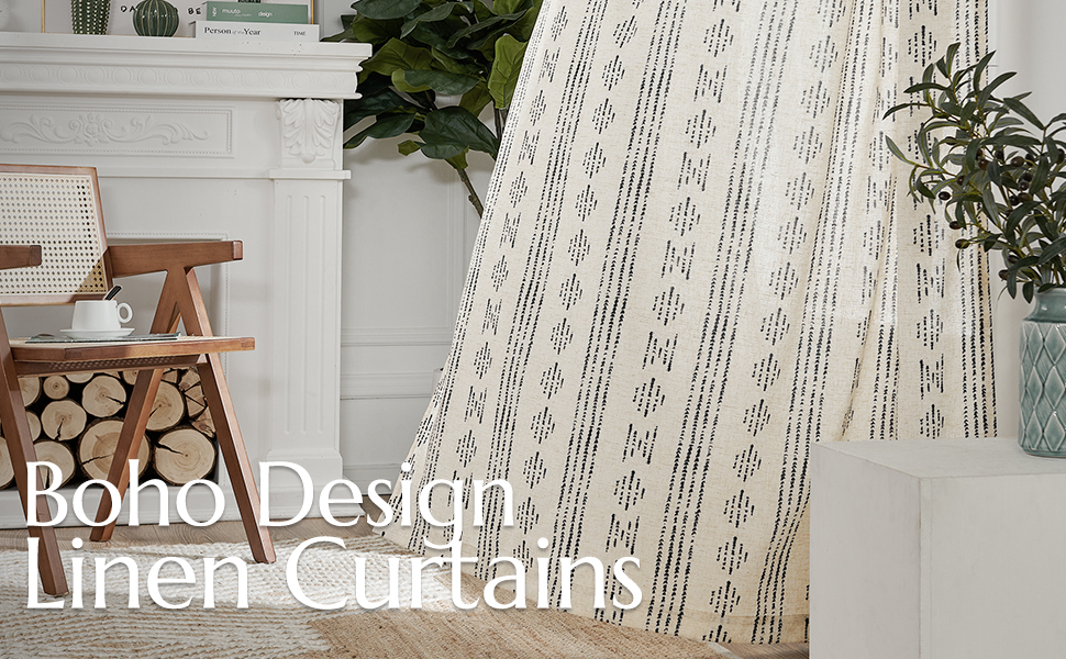Boho Design Linen Curtains