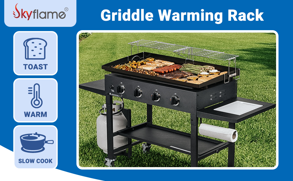 Skyflame Adjustable Griddle Warming Rack for 17" 22" 28