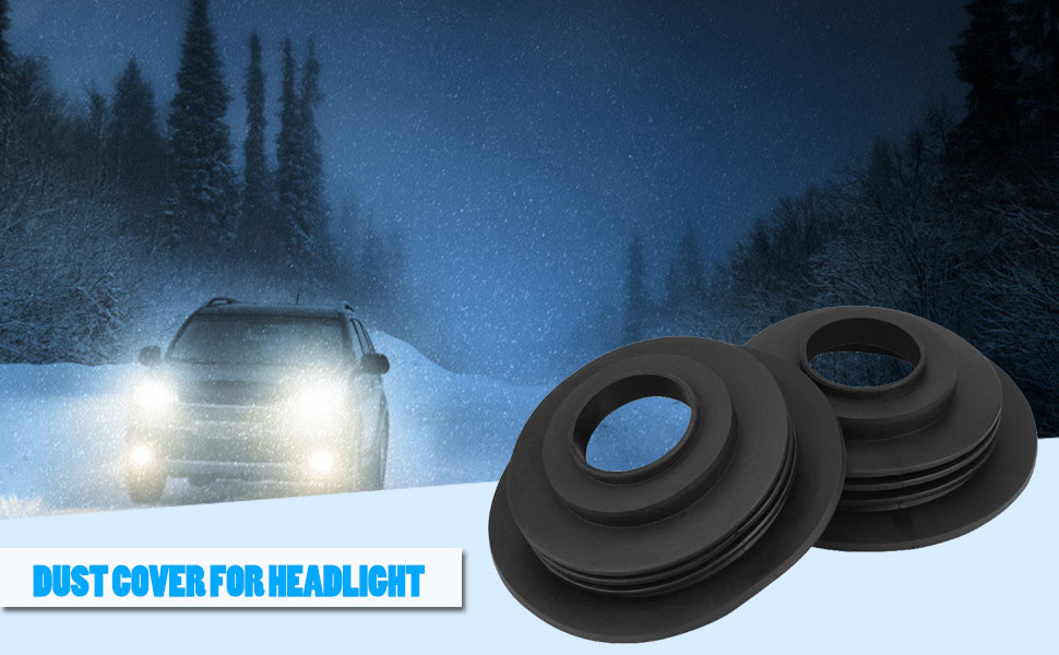 2 pcs Headlight Dust Cover 95mm, Keenso Black Rubber Waterproof