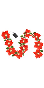 Poinsettia Garland with Lights