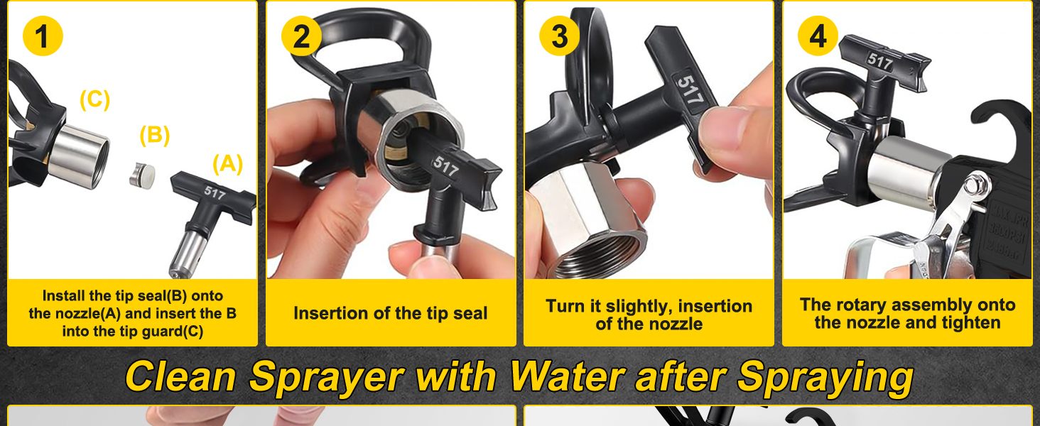 Airless Paint Sprayer Gun with 517 Spray Tip and Tip Guard