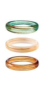 Viva Joya Super Slim Round Resin Acrylic Bangle Bracelet for Women