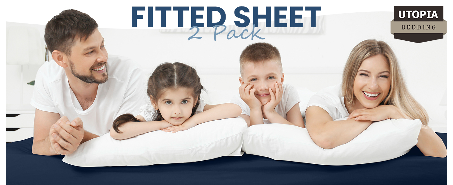Utopia Bedding Queen Fitted Sheet Pack of 2 Bottom Sheets Soft