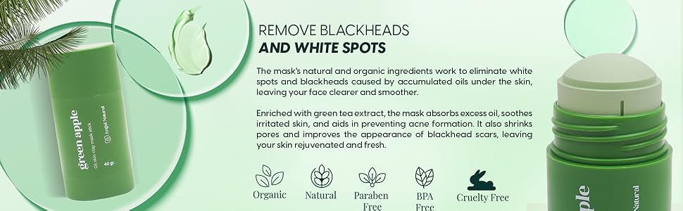 kaolin clay mask stick blackhead remover acne organic skincare natural face green tea treatment