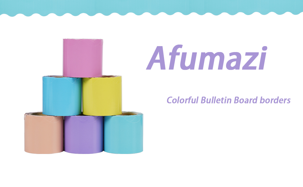 6 Rolls Colorful Bulletin Board Borders, 196.8 ft Scalloped