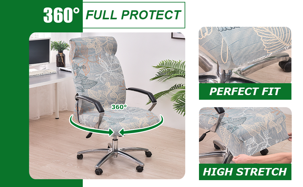 FUANGUI Printed Office Chair Cover Stretch Desk Chair Cover