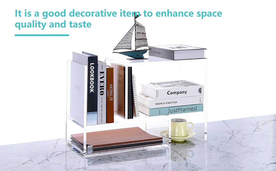 Acrylic Desk Organizers, Clear Small Desktop Bookshelf