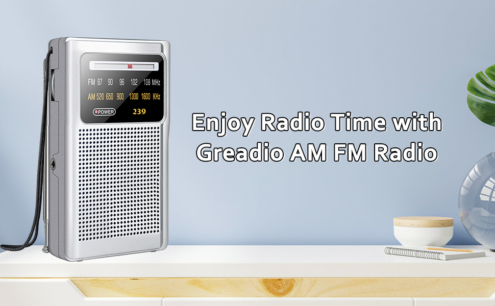 Greadio AM/FM Radio,Battery Operated Transistor Portable Radio with