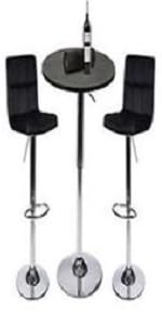 AWF AL WADI FURNITURE Adjustable Round MDF Bar Table with 2 Bar Stools