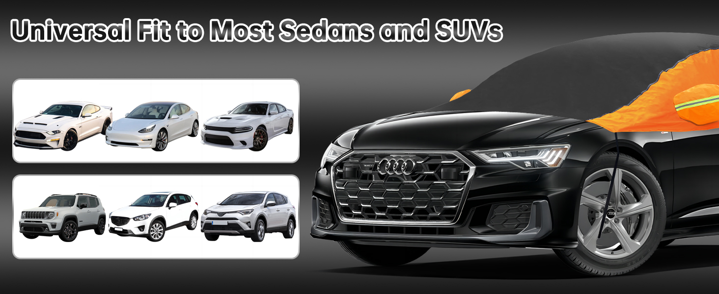 AMBARI Half Car Cover for SUV(184"212"), Windshield Snow