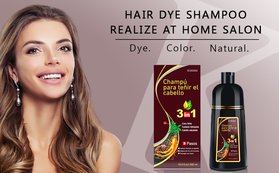 Dark Brown Hair Dye Shampoo 3 in 1, Hair Color Shampoo for