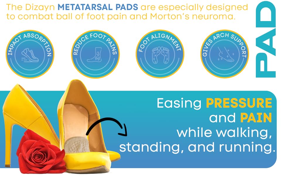 Metatarsal Pads for Women & Men - Ball of Foot Cushion Pads - Gel Heel Pads - 2 Pair Foot Pads for Pain Relief - Non Slip High Heel Cushion Pads - Mortons Neuroma Pads - One Size Fits All 11 Metatarsal Pads for Women and Men