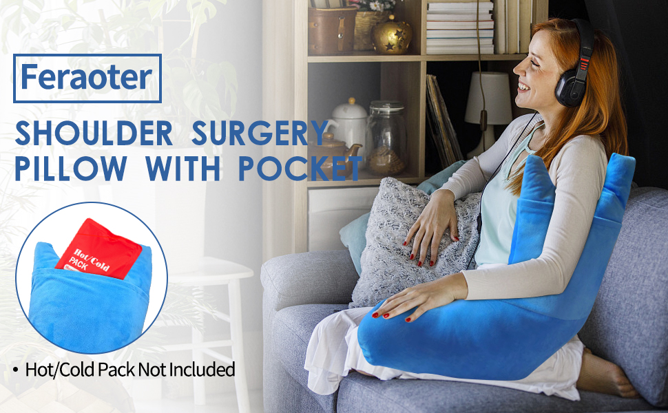 Feraoter Shoulder Surgery Pillow with Pocket, Rotator Cuff