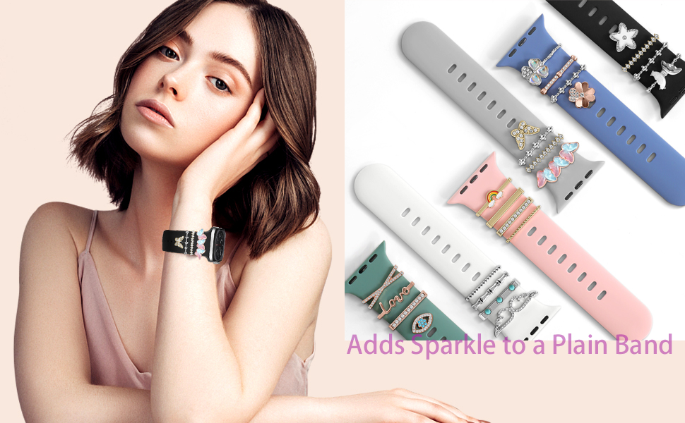 Charms for Apple Watch Band Charm Women Girls Series 9/ultra 2/SE 2nd/8